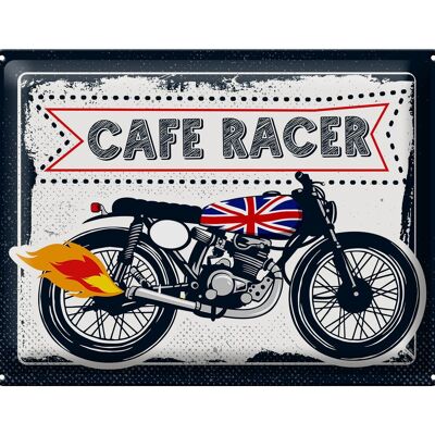 Letrero de chapa para motocicleta, Café Racer, moto, Reino Unido, 40x30cm, señal blanca