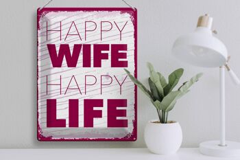 Panneau en étain disant Mme Happy Wife Happy Life 30x40cm 3