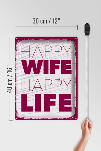 Panneau en étain disant Mme Happy Wife Happy Life 30x40cm 4