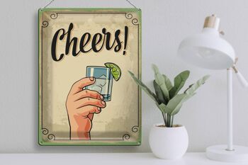 Plaque en tôle Cheers Gin Tonic Lemon Prost 30x40cm 3