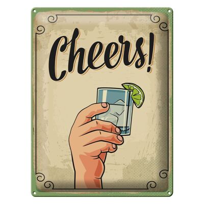 Cartel de chapa Cheers Gin Tonic Lemon Prost 30x40cm