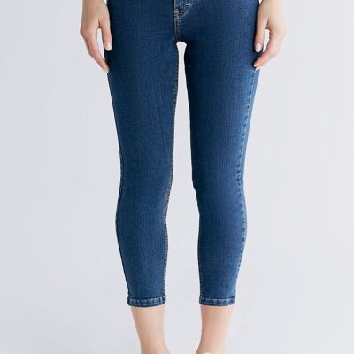 WS1014-231 Coupe skinny à jambe courte pour femme, bleu lapis