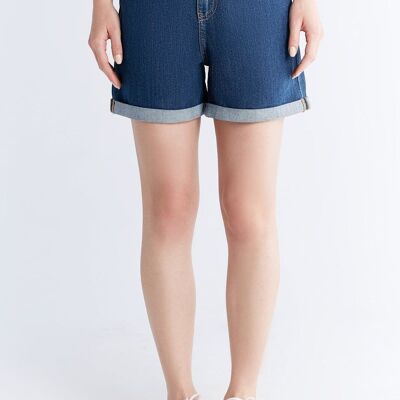 WN3020-231 Women's Mom Shorts, Lapis Blue
