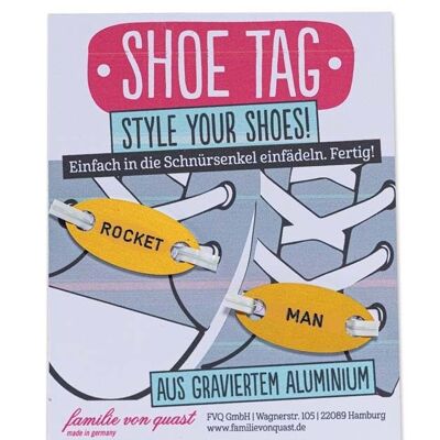Shoe Tag "ROCKET - MAN" - gold

gift and design items