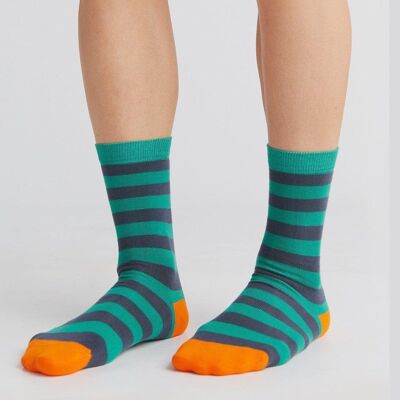 1319 | Unisex socks - green-dark blue-orange (pack of 6)