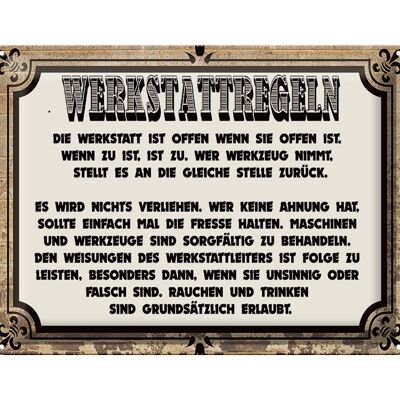 Blechschild Spruch 40x30cm Werkstattregeln Werkstatt offen