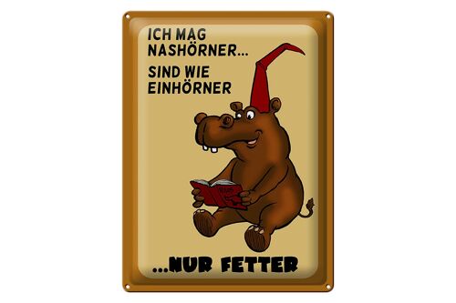 Blechschild Tiere 30x40cm mag Nashörner sind wie Einhörner