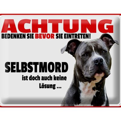 Blechschild Hinweis 40x30cm Achtung bedenken eintreten Hund