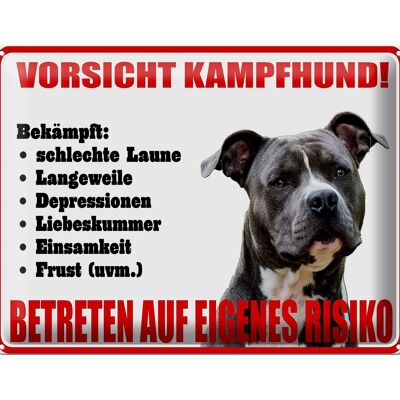 Blechschild Hinweis 40x30cm Hund Vorsicht Kampfhund Risiko