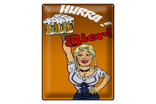 Blechschild Pinup 30x40cm Hurra! Bier