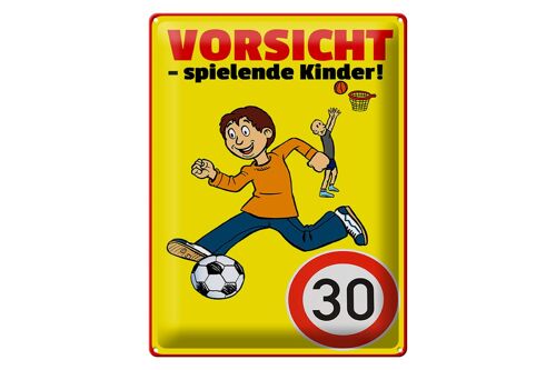 Blechschild Hinweis 30x40cm Vorsicht spielende Kinder 30Kmh