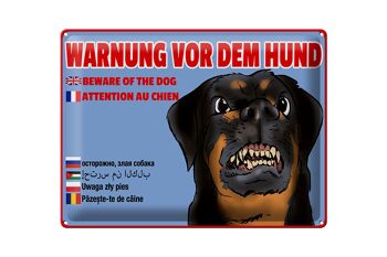 Panneau en étain avec avis, 40x30cm, avertissement concernant les chiens, plusieurs langues 1