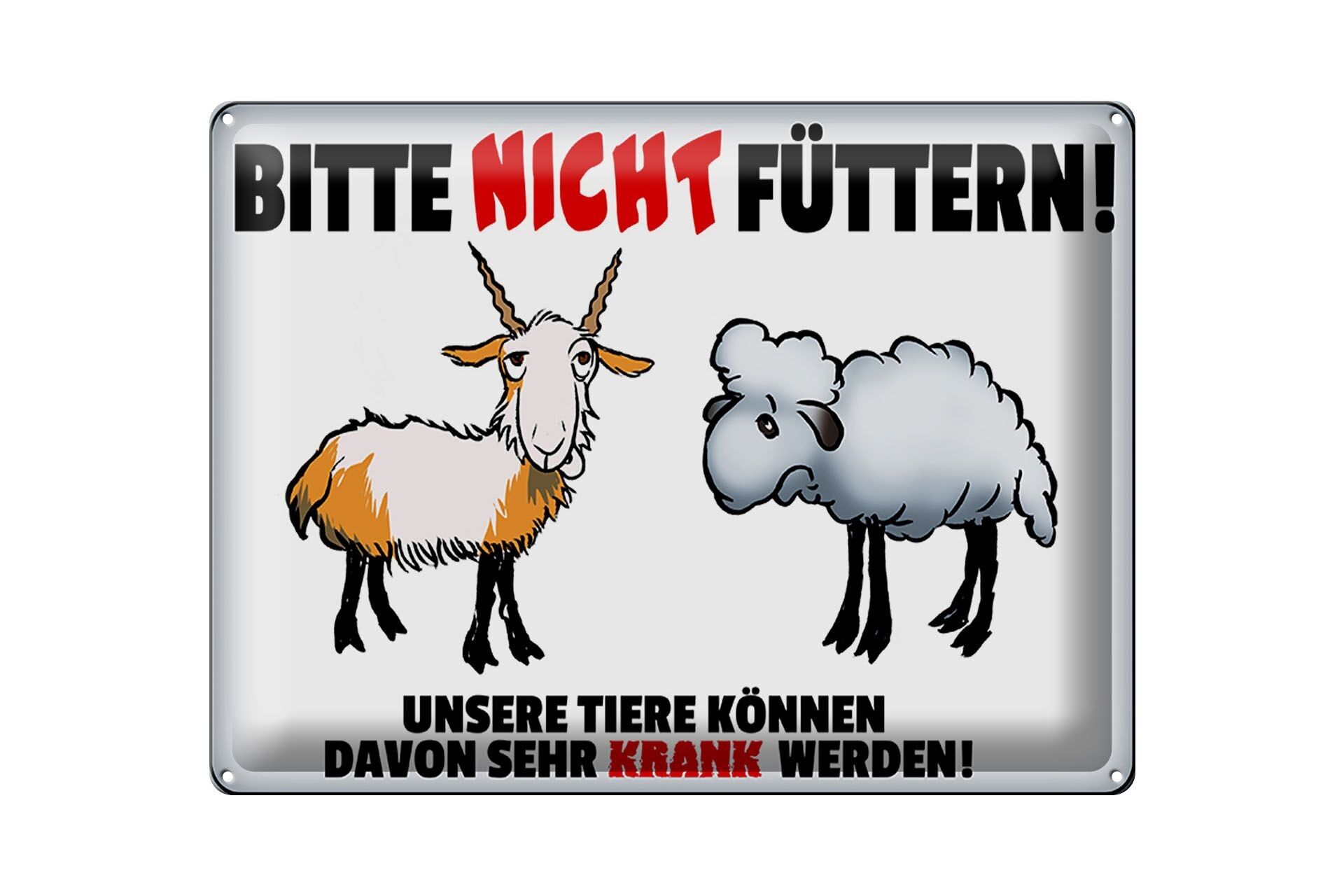 Targa in metallo con nota 40x30 cm: non dare da mangiare agli animali malati