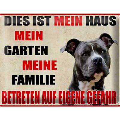 Blechschild Hinweis 40x30cm Hund dies ist mein Haus Garten