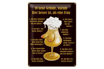 Plaque en tôle 30x40cm 10 raisons pour lesquelles la bière est meilleure qu'une femme 1
