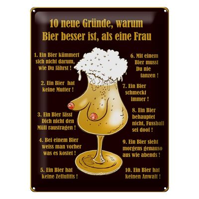 Blechschild 30x40cm 10 Gründe Bier besser als Frau