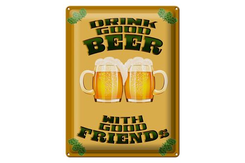 Blechschild 30x40cm Drink good beer with friends