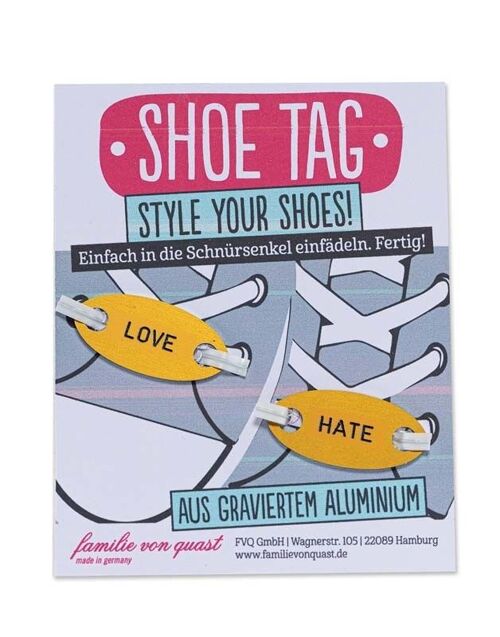 Shoe Tag "LOVE - HATE" - Gold

Geschenk- und Designartikel 