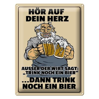 Blechschild 30x40cm hör auf dein Herz trink Bier