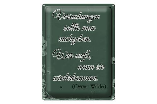 Blechschild Spruch 30x40cm Versuchungen soll man nachgeben