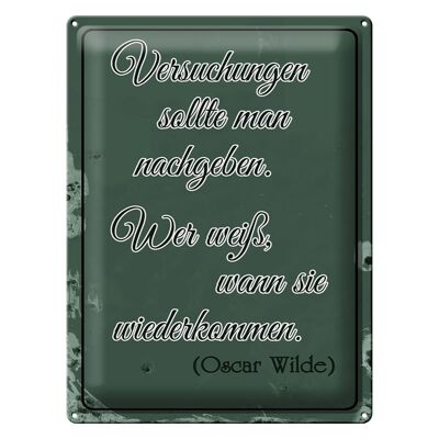 Blechschild Spruch 30x40cm Versuchungen soll man nachgeben