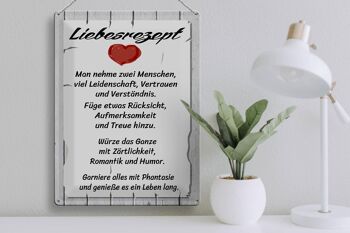 Plaque en tôle disant 30x40cm La recette d'amour prend 2 personnes 3