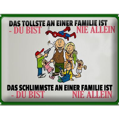 Blechschild Spruch 40x30cm Familie du bist nie allein