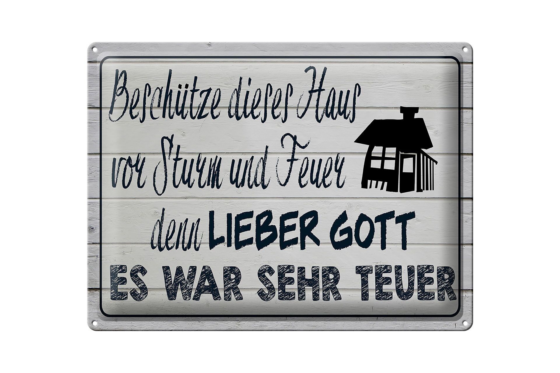Targa in metallo con scritta 40x30 cm Proteggi questa casa dalle tempeste