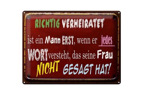 Blechschild Spruch 40x30cm Achtung Verheiratet ist Mann