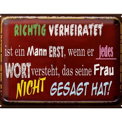 Blechschild Spruch 40x30cm Achtung Verheiratet ist Mann