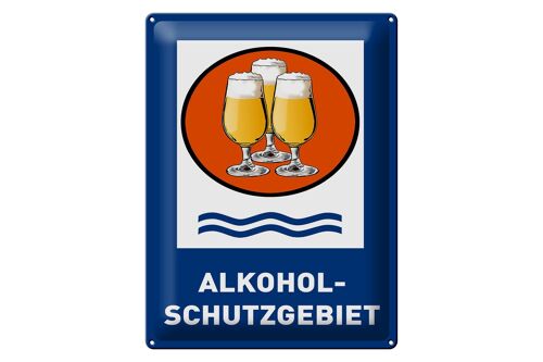 Blechschild Bier 30x40cm Alkoholschutzgebiet Biergläser