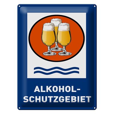 Blechschild Bier 30x40cm Alkoholschutzgebiet Biergläser