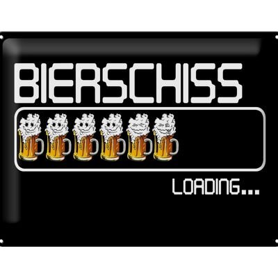 Cartel de chapa 40x30cm Bierschiss Cargando 6 vasos de cerveza