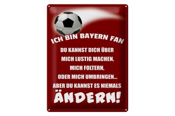 Plaque en tôle disant 30x40cm Je suis un fan de football du Bayern 1