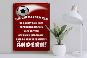 Plaque en tôle disant 30x40cm Je suis un fan de football du Bayern 3