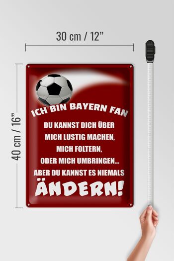 Plaque en tôle disant 30x40cm Je suis un fan de football du Bayern 4
