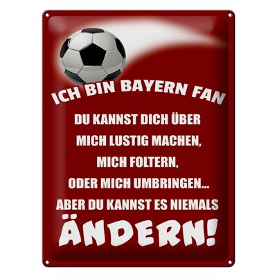 Cartel de chapa que dice 30x40 cm Soy un fanático del fútbol del Bayern