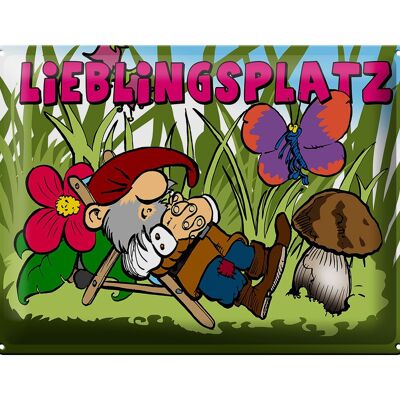 Blechschild Spruch 40x30cm Lieblingsplatz Zwerg im Garten