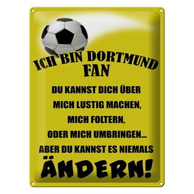 Panneau en étain disant 30x40cm Je suis un fan de football de Dortmund