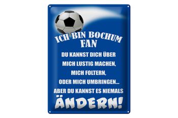 Plaque en tôle disant 30x40cm Je suis fan de football de Bochum 1