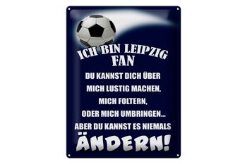 Plaque en tôle 30x40 cm Je suis un fan de football de Leipzig 1