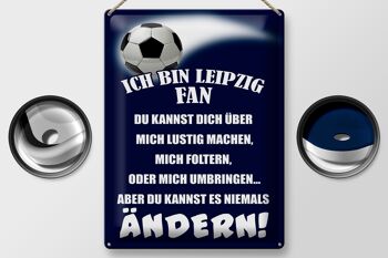 Plaque en tôle 30x40 cm Je suis un fan de football de Leipzig 2