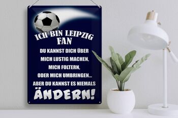 Plaque en tôle 30x40 cm Je suis un fan de football de Leipzig 3