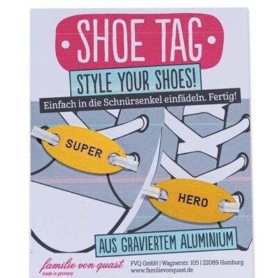 Shoe Tag "SUPER - HERO" - gold

gift and design items