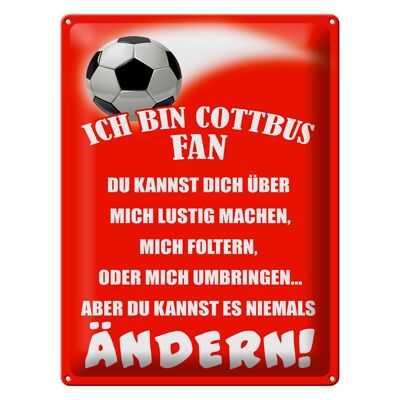 Plaque en tôle 30x40cm Je suis fan de football de Cottbus