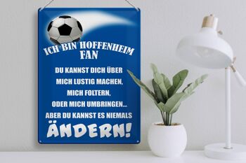Plaque en tôle disant 30x40cm Je suis fan de football d'Hoffenheim 3