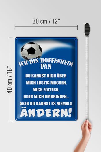 Plaque en tôle disant 30x40cm Je suis fan de football d'Hoffenheim 4