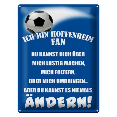 Cartel de chapa que dice 30x40cm Soy fanático del fútbol del Hoffenheim