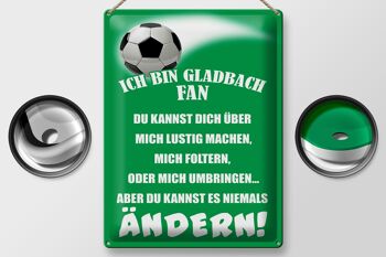 Plaque en tôle disant 30x40cm Je suis un fan de football de Gladbach 2