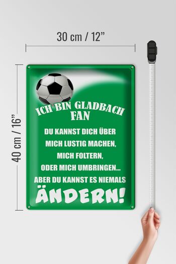Plaque en tôle disant 30x40cm Je suis un fan de football de Gladbach 4